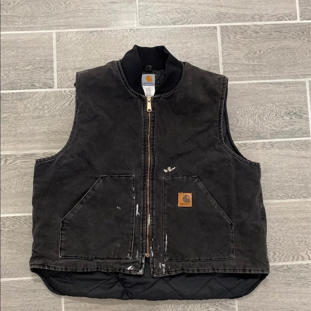 Carhartt Dark Grey Quilt Lined Canvas Vest